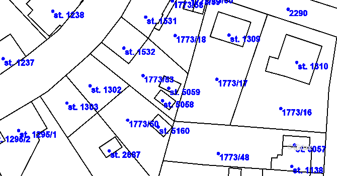 Parcela st. 5059 v KÚ Šumperk, Katastrální mapa