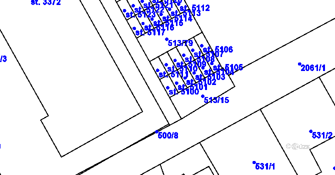 Parcela st. 5100 v KÚ Šumperk, Katastrální mapa