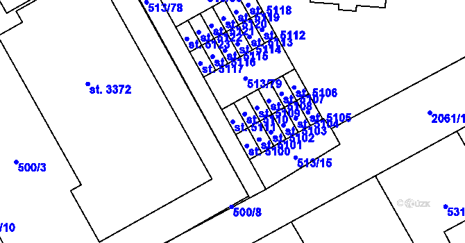 Parcela st. 5111 v KÚ Šumperk, Katastrální mapa