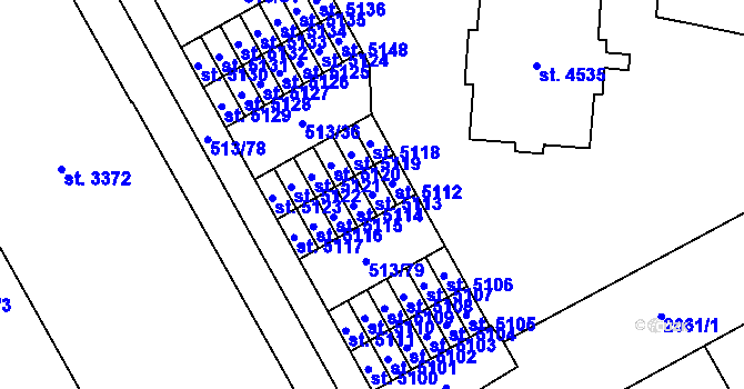 Parcela st. 5113 v KÚ Šumperk, Katastrální mapa