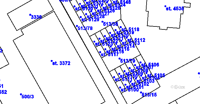 Parcela st. 5117 v KÚ Šumperk, Katastrální mapa