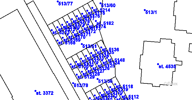 Parcela st. 5135 v KÚ Šumperk, Katastrální mapa