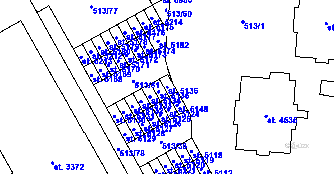 Parcela st. 5136 v KÚ Šumperk, Katastrální mapa