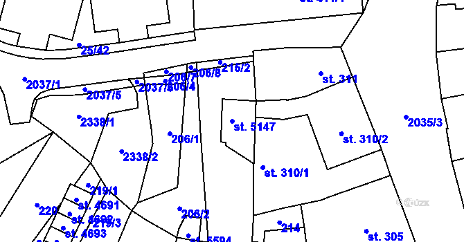 Parcela st. 5147 v KÚ Šumperk, Katastrální mapa