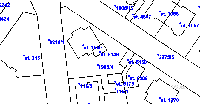 Parcela st. 5149 v KÚ Šumperk, Katastrální mapa