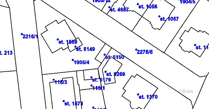 Parcela st. 5150 v KÚ Šumperk, Katastrální mapa