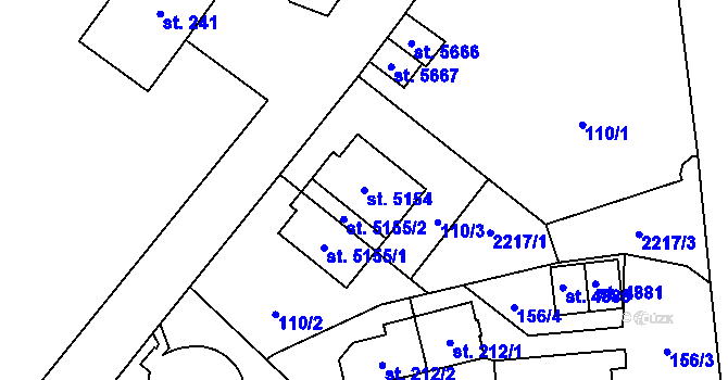 Parcela st. 5154 v KÚ Šumperk, Katastrální mapa