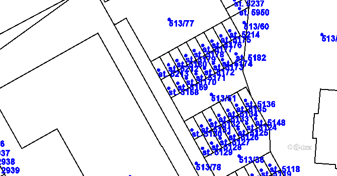 Parcela st. 5168 v KÚ Šumperk, Katastrální mapa