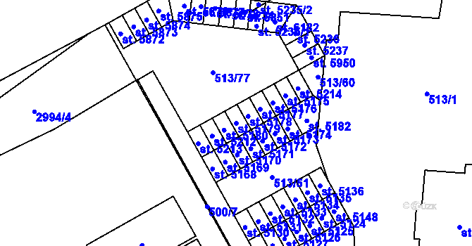 Parcela st. 5179 v KÚ Šumperk, Katastrální mapa