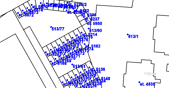 Parcela st. 5182 v KÚ Šumperk, Katastrální mapa