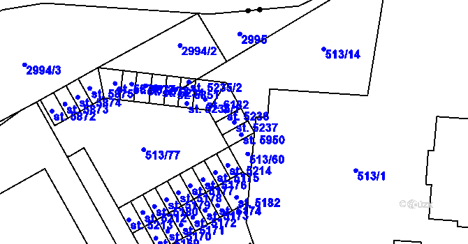 Parcela st. 5237 v KÚ Šumperk, Katastrální mapa