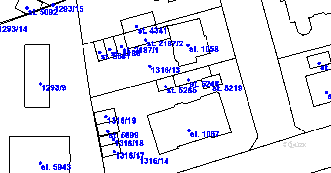 Parcela st. 5265 v KÚ Šumperk, Katastrální mapa