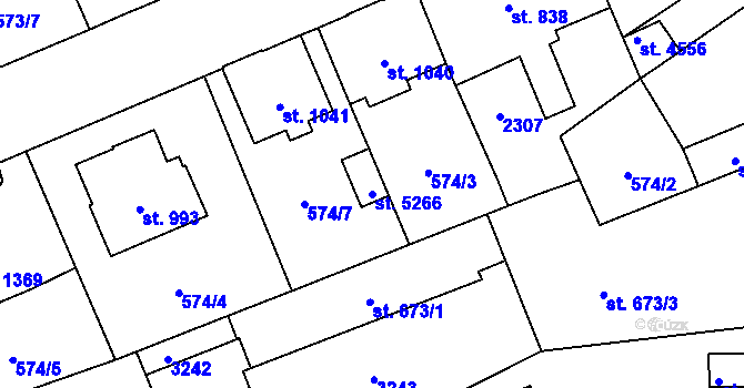 Parcela st. 5266 v KÚ Šumperk, Katastrální mapa