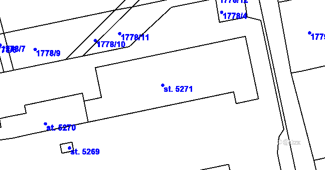 Parcela st. 5271 v KÚ Šumperk, Katastrální mapa
