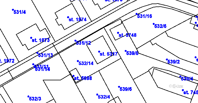 Parcela st. 5317 v KÚ Šumperk, Katastrální mapa