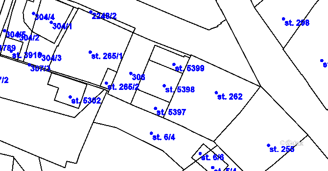 Parcela st. 5398 v KÚ Šumperk, Katastrální mapa