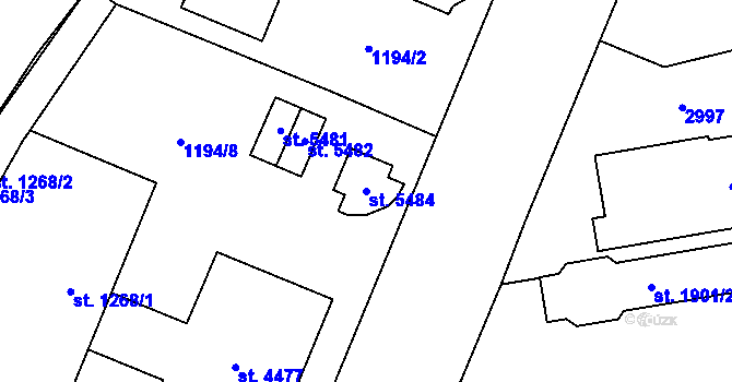 Parcela st. 5484 v KÚ Šumperk, Katastrální mapa