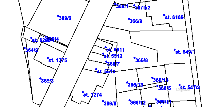 Parcela st. 5512 v KÚ Šumperk, Katastrální mapa