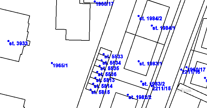 Parcela st. 5533 v KÚ Šumperk, Katastrální mapa