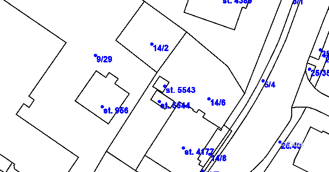 Parcela st. 5543 v KÚ Šumperk, Katastrální mapa