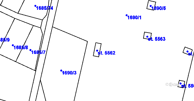 Parcela st. 5562 v KÚ Šumperk, Katastrální mapa