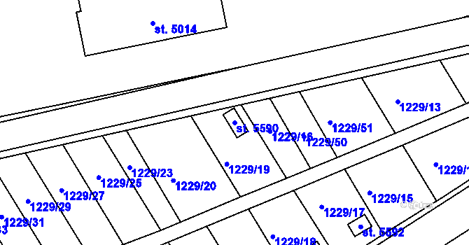 Parcela st. 5590 v KÚ Šumperk, Katastrální mapa