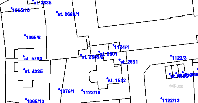Parcela st. 5601 v KÚ Šumperk, Katastrální mapa