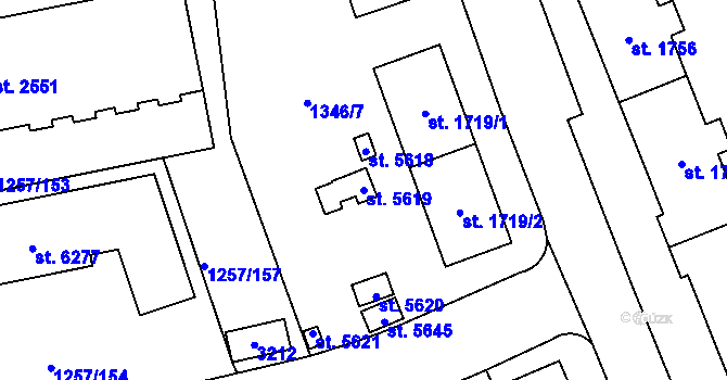 Parcela st. 5619 v KÚ Šumperk, Katastrální mapa