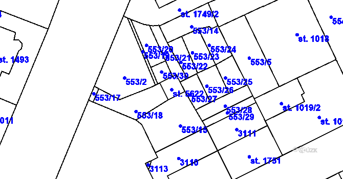 Parcela st. 5622 v KÚ Šumperk, Katastrální mapa