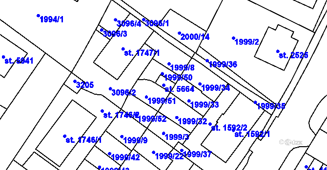 Parcela st. 5664 v KÚ Šumperk, Katastrální mapa