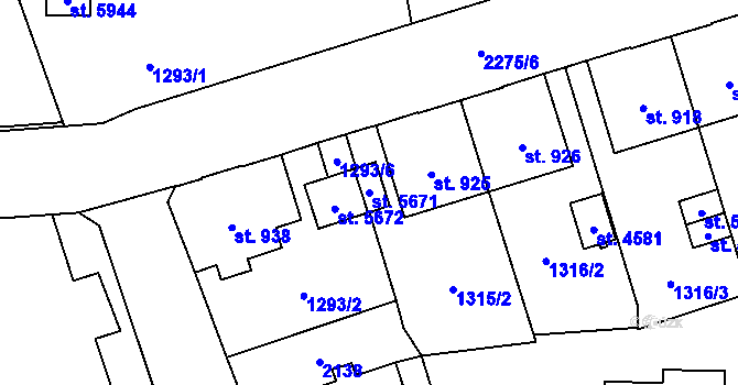 Parcela st. 5671 v KÚ Šumperk, Katastrální mapa