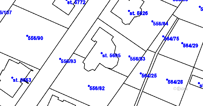 Parcela st. 5695 v KÚ Šumperk, Katastrální mapa