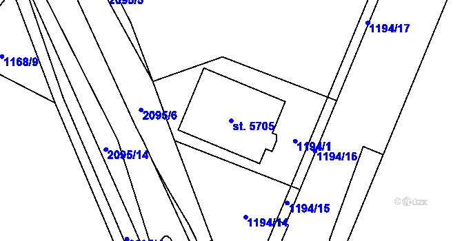 Parcela st. 5705 v KÚ Šumperk, Katastrální mapa