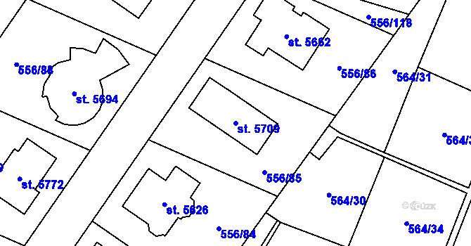 Parcela st. 5709 v KÚ Šumperk, Katastrální mapa