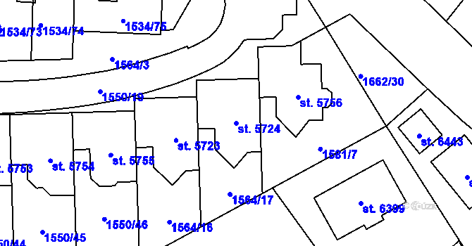 Parcela st. 5724 v KÚ Šumperk, Katastrální mapa
