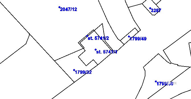 Parcela st. 5741/1 v KÚ Šumperk, Katastrální mapa