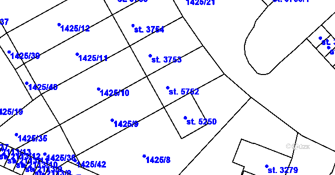 Parcela st. 5752 v KÚ Šumperk, Katastrální mapa