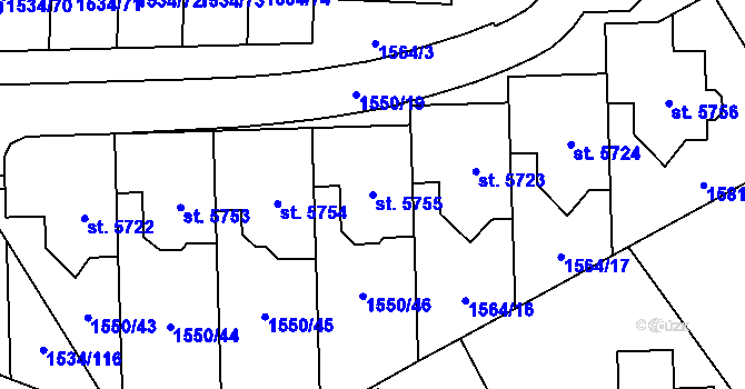 Parcela st. 5755 v KÚ Šumperk, Katastrální mapa