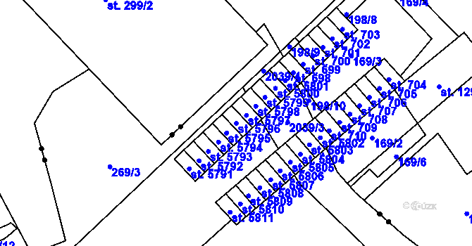 Parcela st. 5796 v KÚ Šumperk, Katastrální mapa