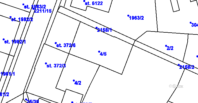 Parcela st. 4/5 v KÚ Šumperk, Katastrální mapa