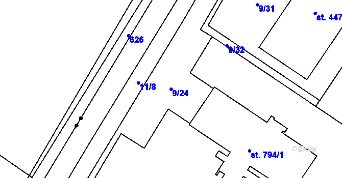 Parcela st. 9/24 v KÚ Šumperk, Katastrální mapa