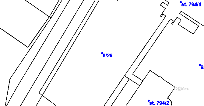 Parcela st. 9/26 v KÚ Šumperk, Katastrální mapa