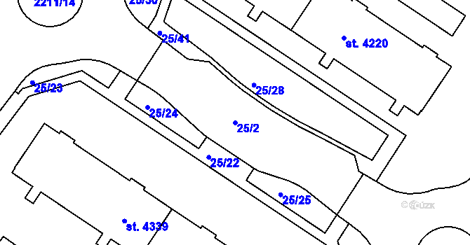 Parcela st. 25/2 v KÚ Šumperk, Katastrální mapa