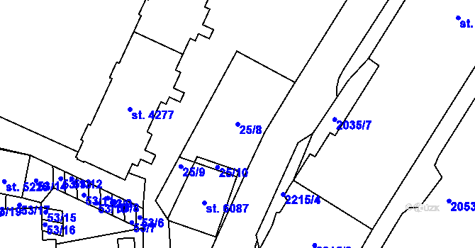 Parcela st. 25/8 v KÚ Šumperk, Katastrální mapa