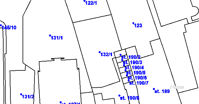 Parcela st. 132/1 v KÚ Šumperk, Katastrální mapa