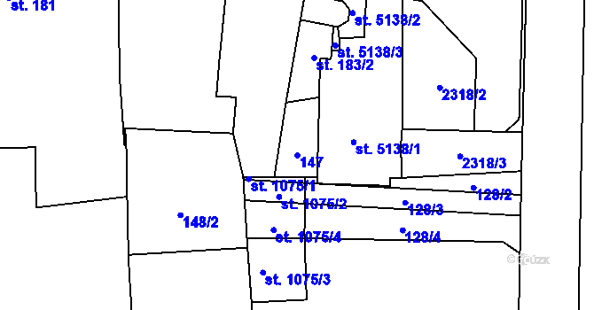 Parcela st. 147 v KÚ Šumperk, Katastrální mapa