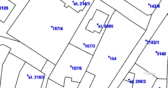 Parcela st. 157/3 v KÚ Šumperk, Katastrální mapa