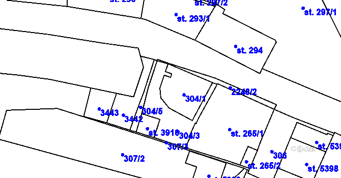 Parcela st. 304/4 v KÚ Šumperk, Katastrální mapa