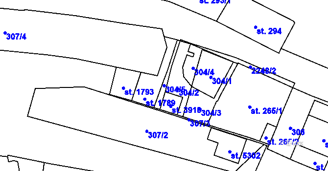 Parcela st. 304/5 v KÚ Šumperk, Katastrální mapa