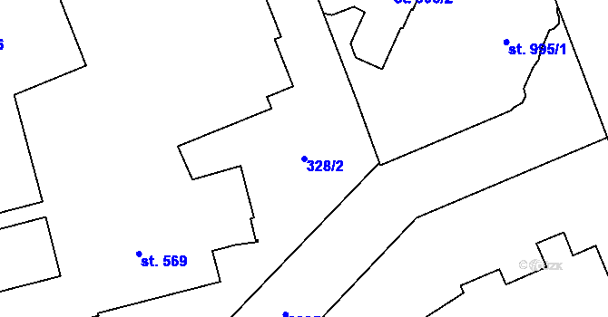 Parcela st. 328/2 v KÚ Šumperk, Katastrální mapa